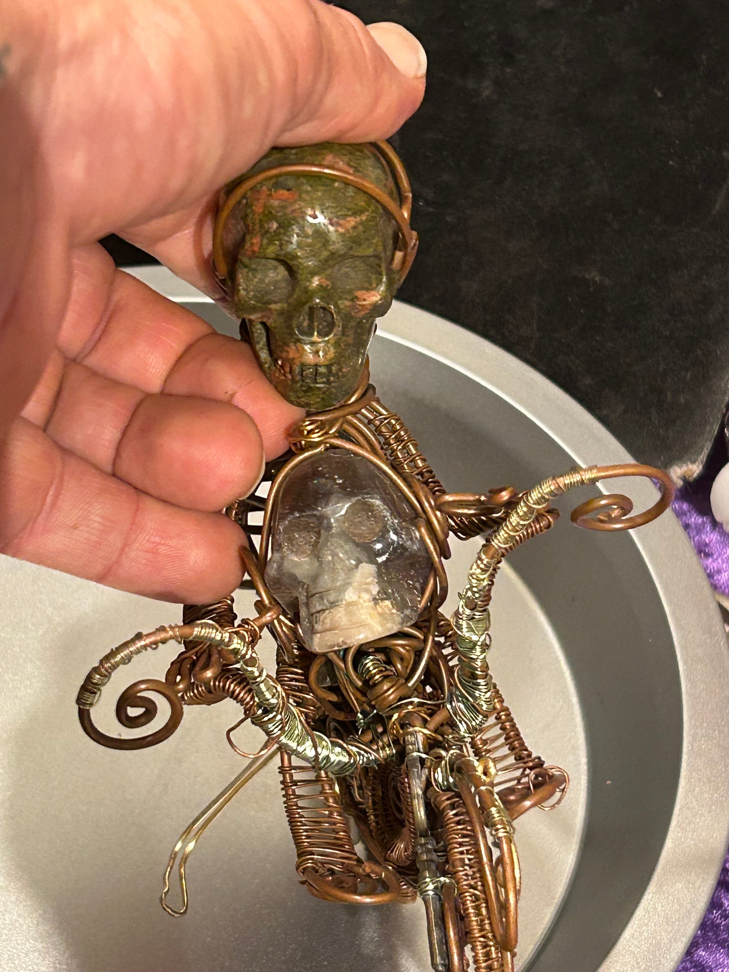 Harley Davidson gem and copper motorcycle rider