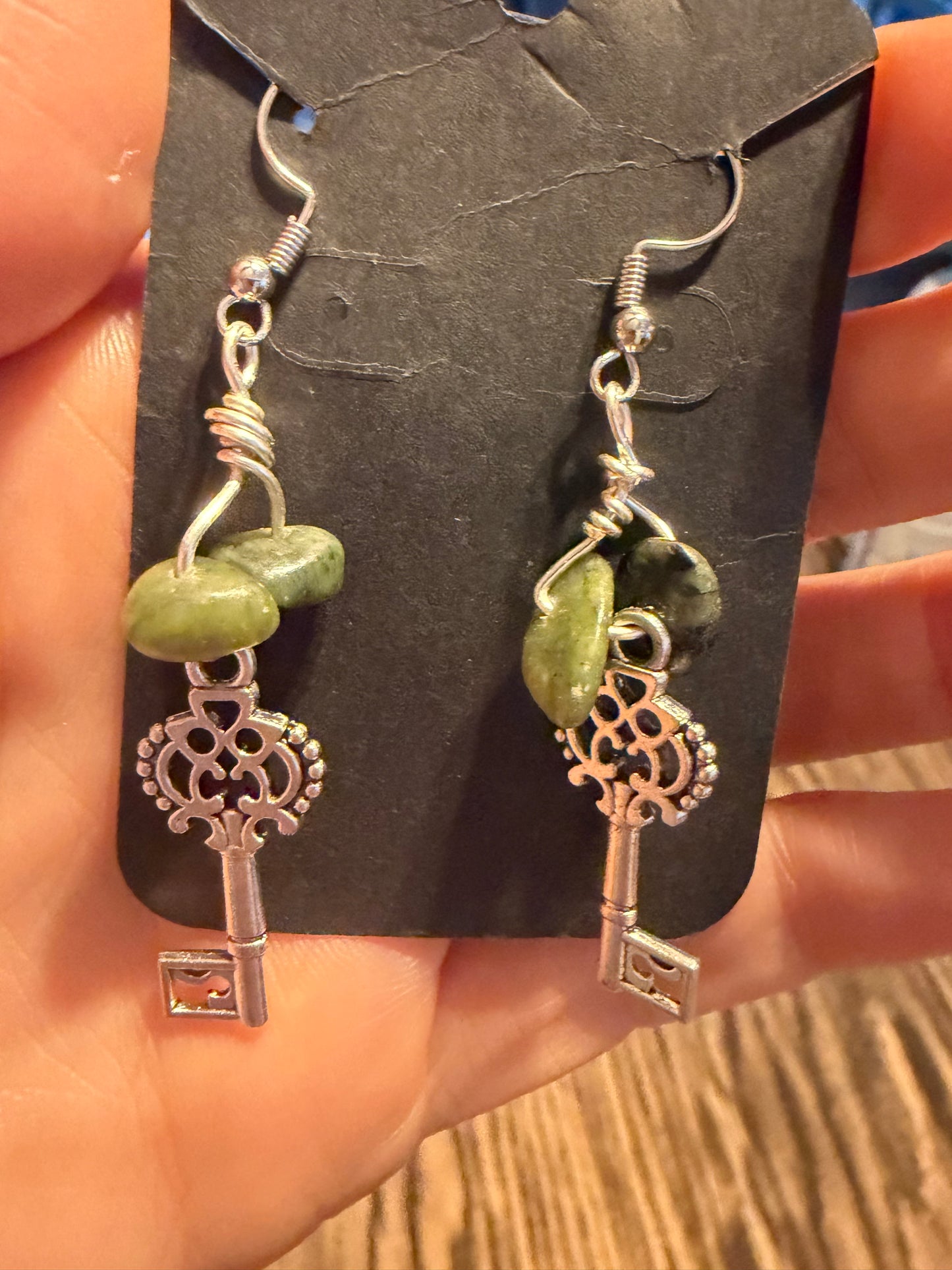 Jade key earrings