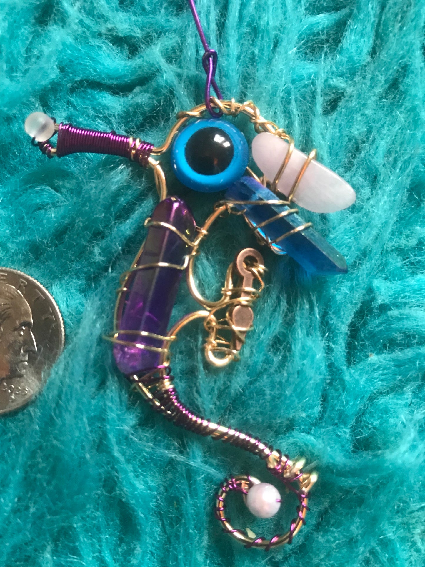 Handmade Purple & blue seahorse decor & holiday ornament
