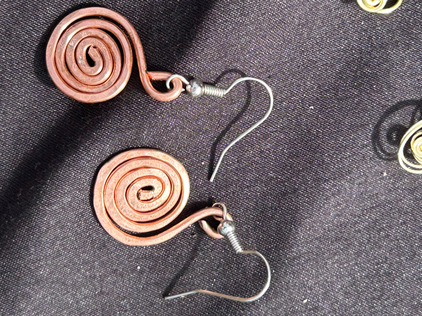 Copper gratitude, spiral earrings