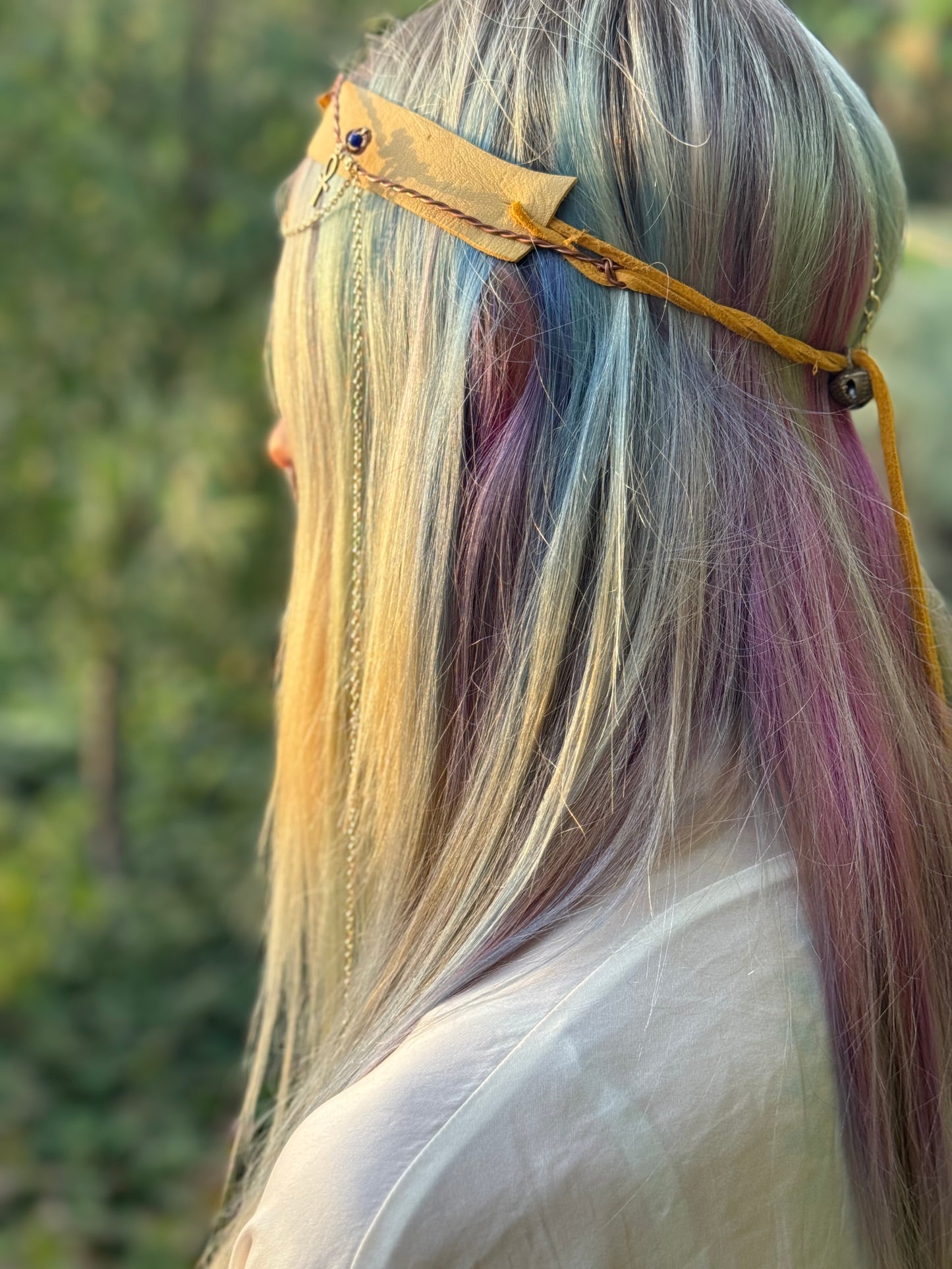 Kundalini awakening leather head band crown