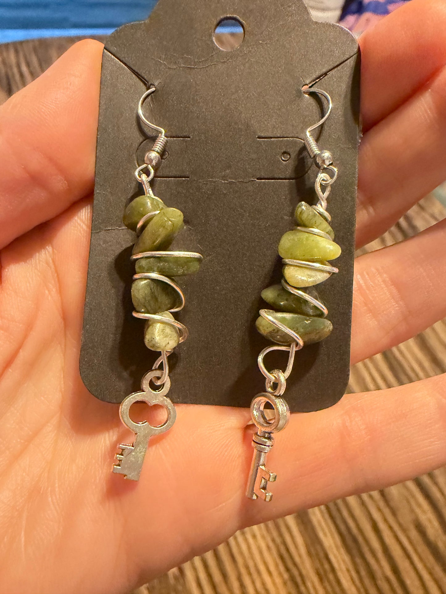 Jade key π earrings