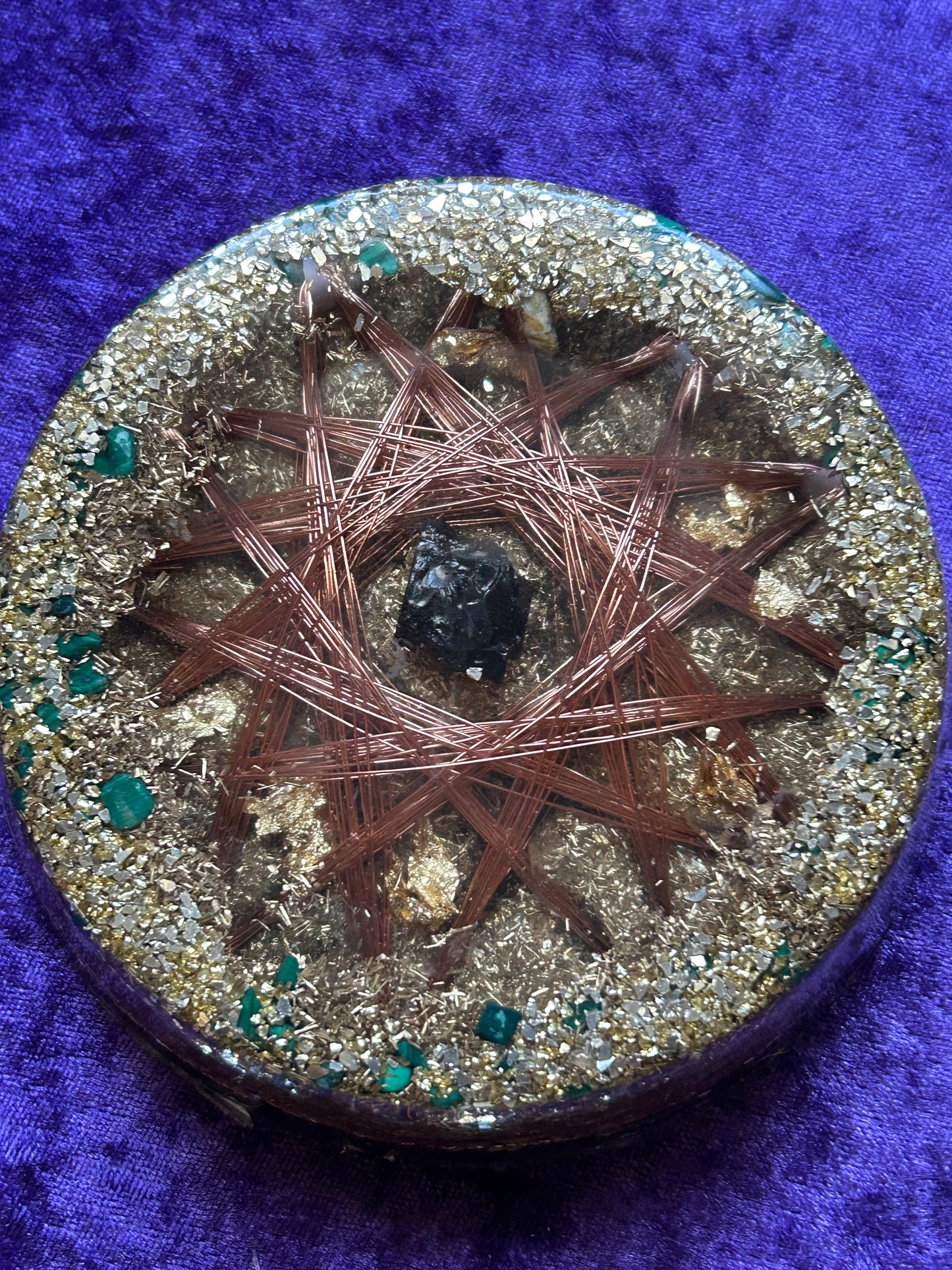 Crystal and gem infused Energy charging stations orgonite