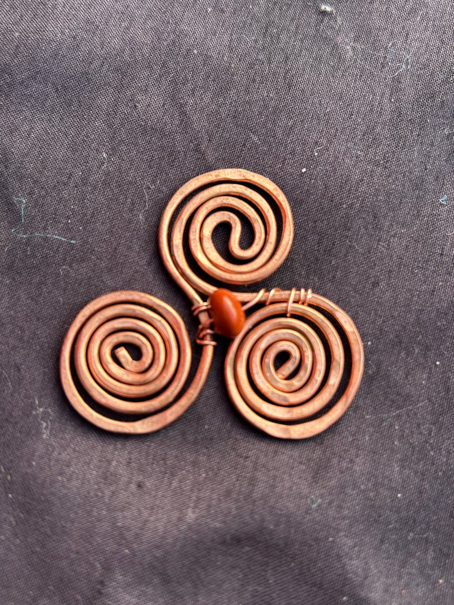 Triple spiral with Jasper center necklace pendant 