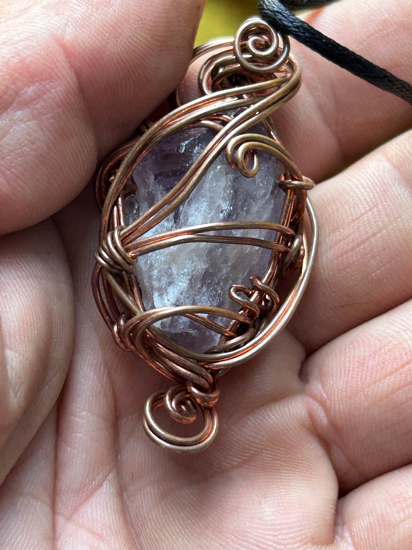 Amethyst point copper wire wrap pendant