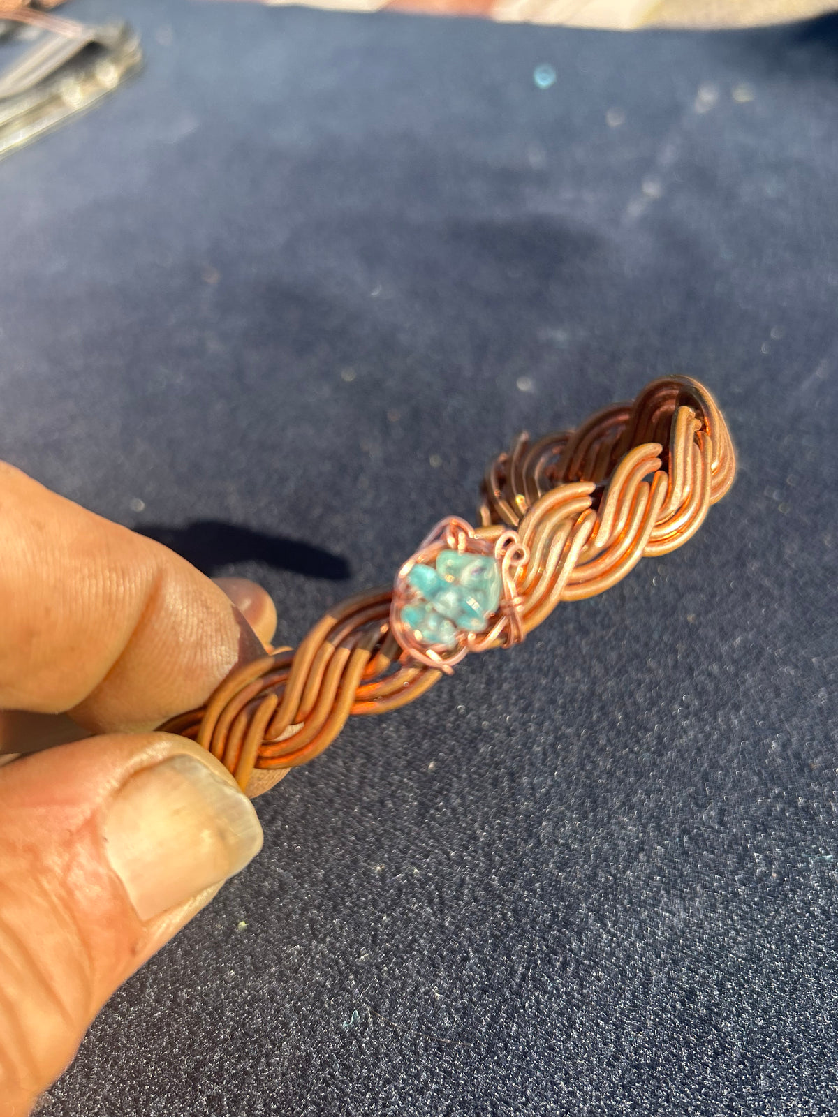 Aquamarine copper healing assist bracelet