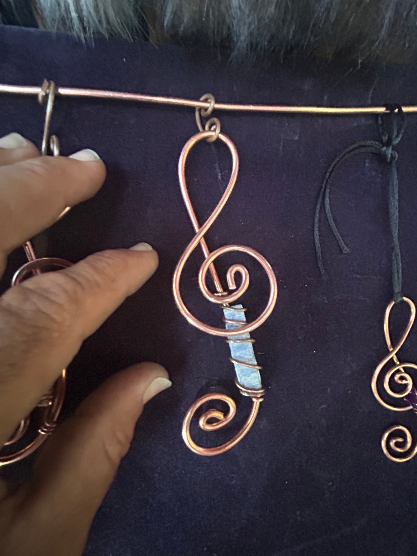 Music note kyanite copper art