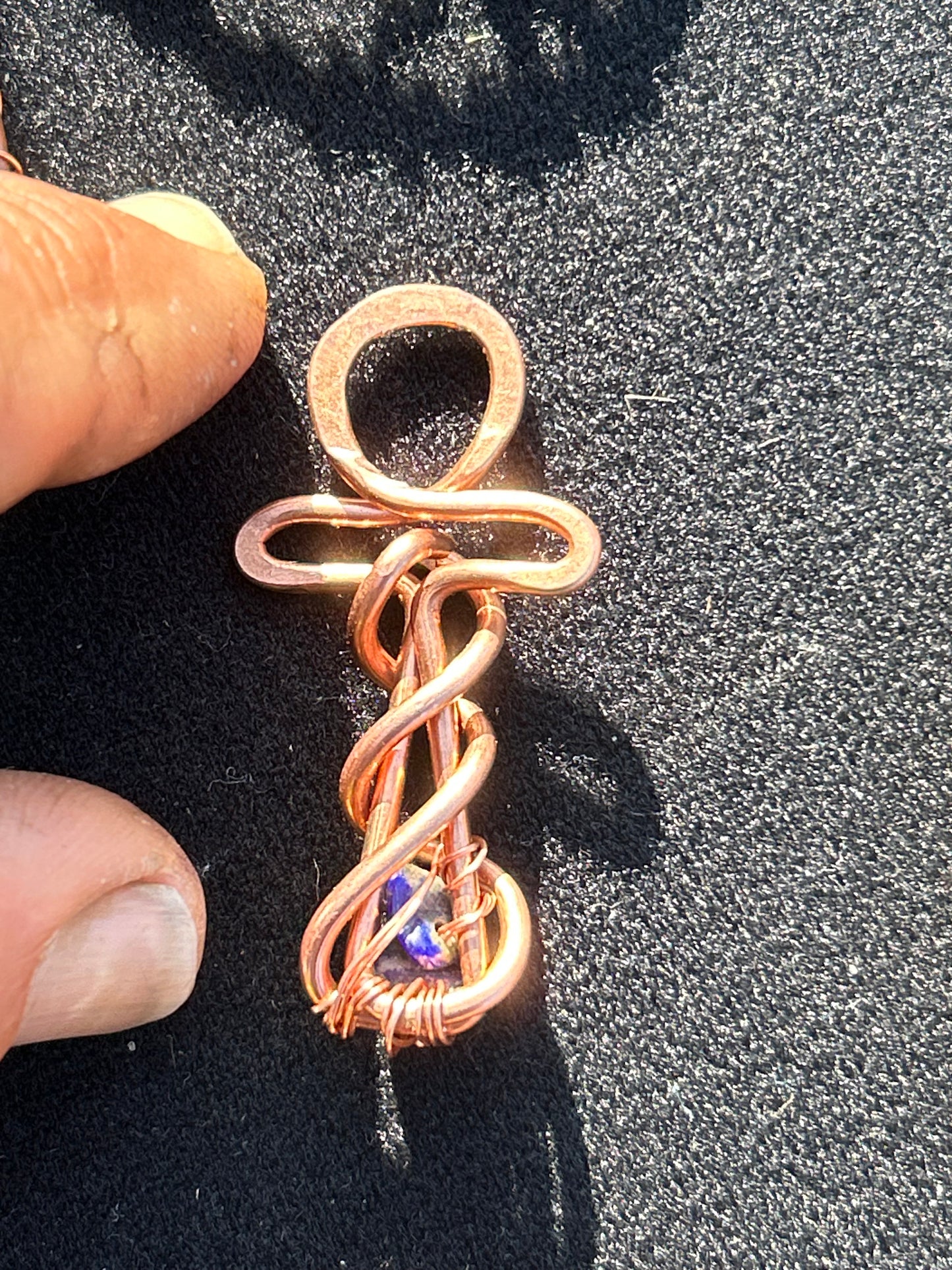 Lapis lazuli copper Egyptian Ankh pendant 