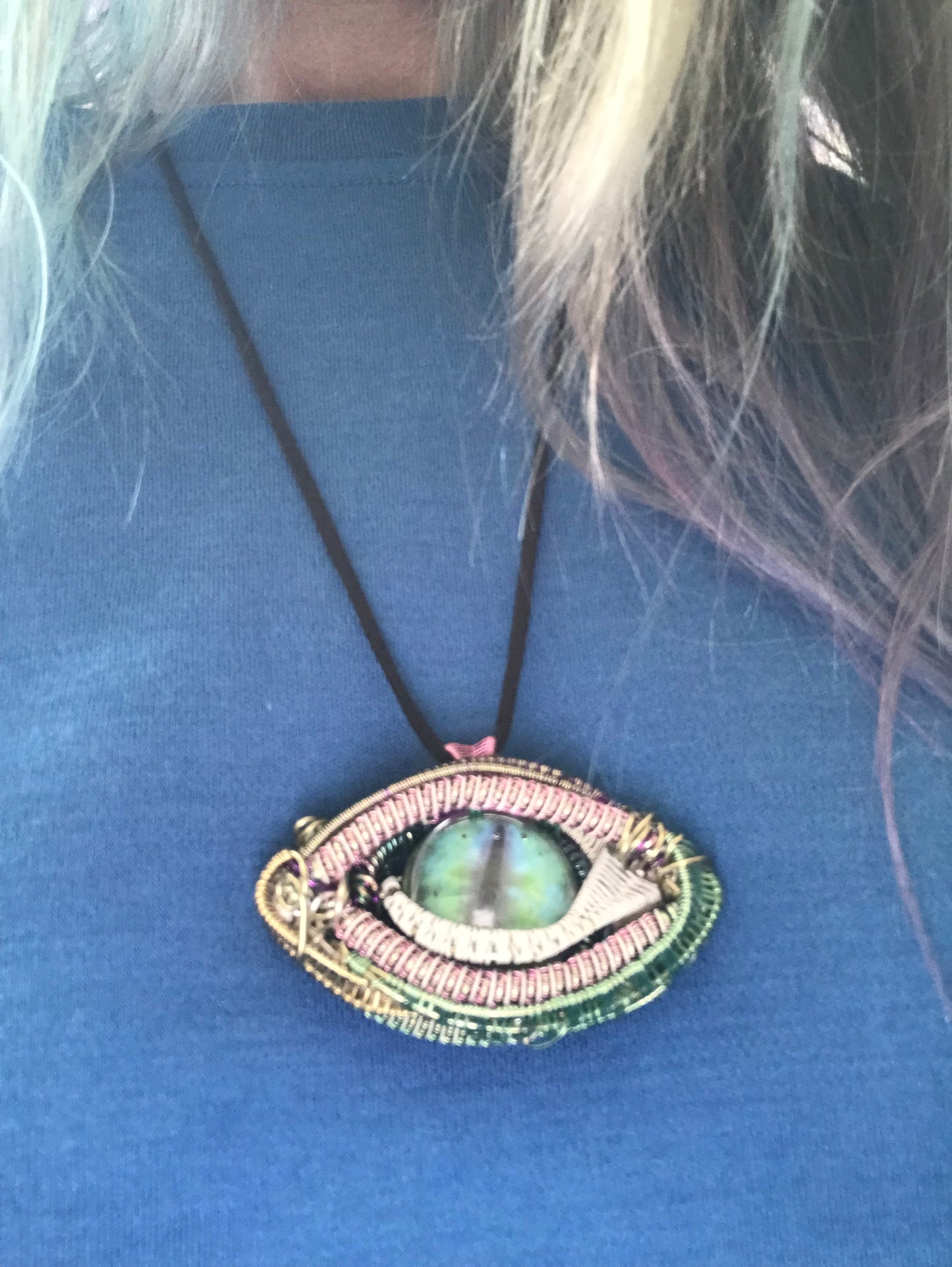 All seeing eye with sapphire Andara crystal from Kauai