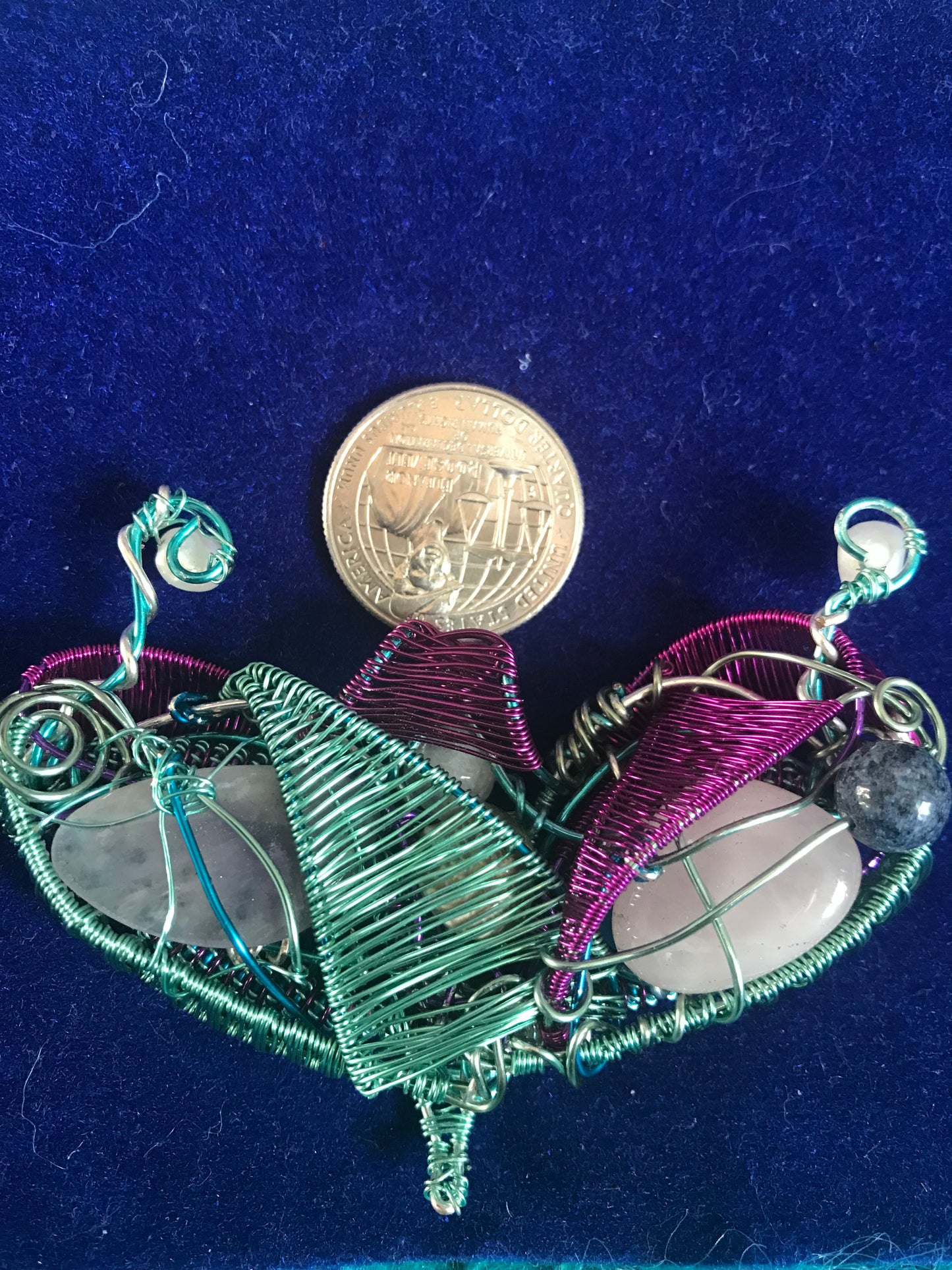 One of a kind bird/creature of Joy wire wrapped art/pendant