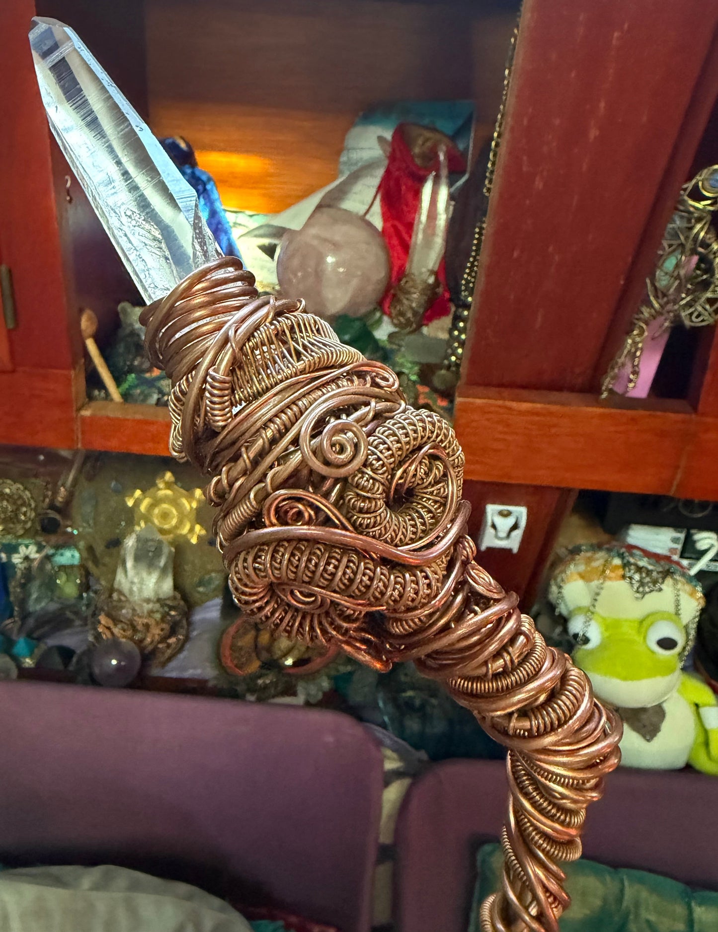 Holy Wood Magi Lumerian Crystal and gemstone wand merging heaven & earth