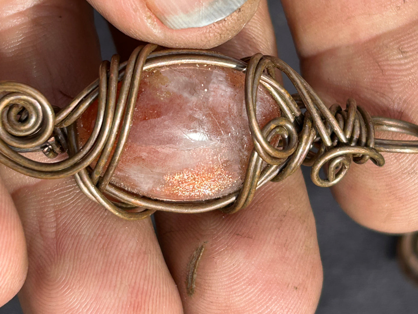 Sunstone copper pendant