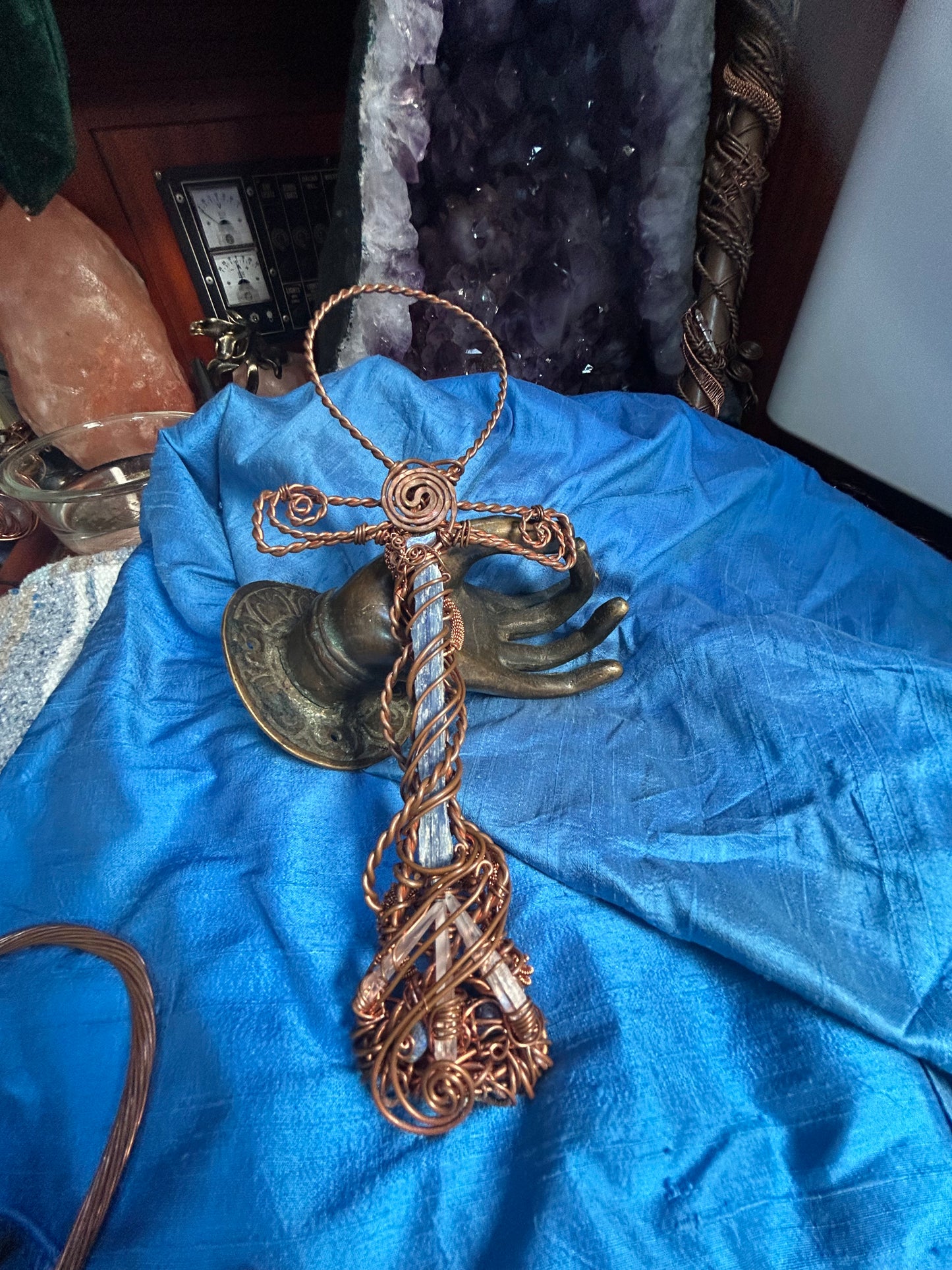 Opal quartz copper ankh