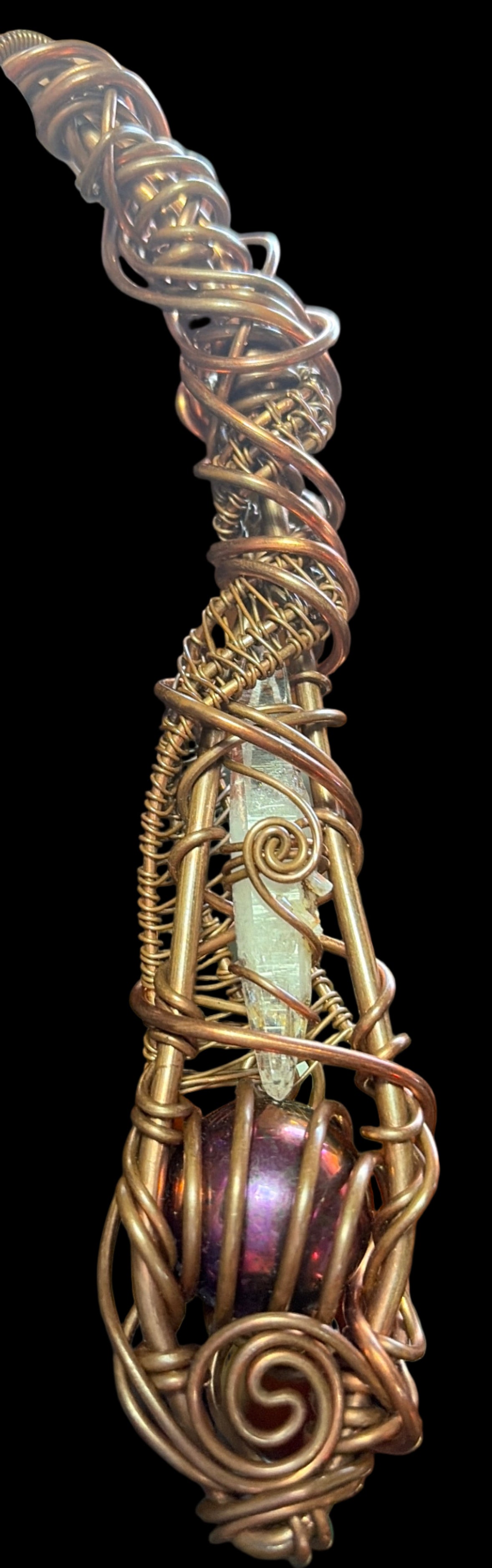 Holy Wood Magi Lumerian Crystal and gemstone wand merging heaven & earth