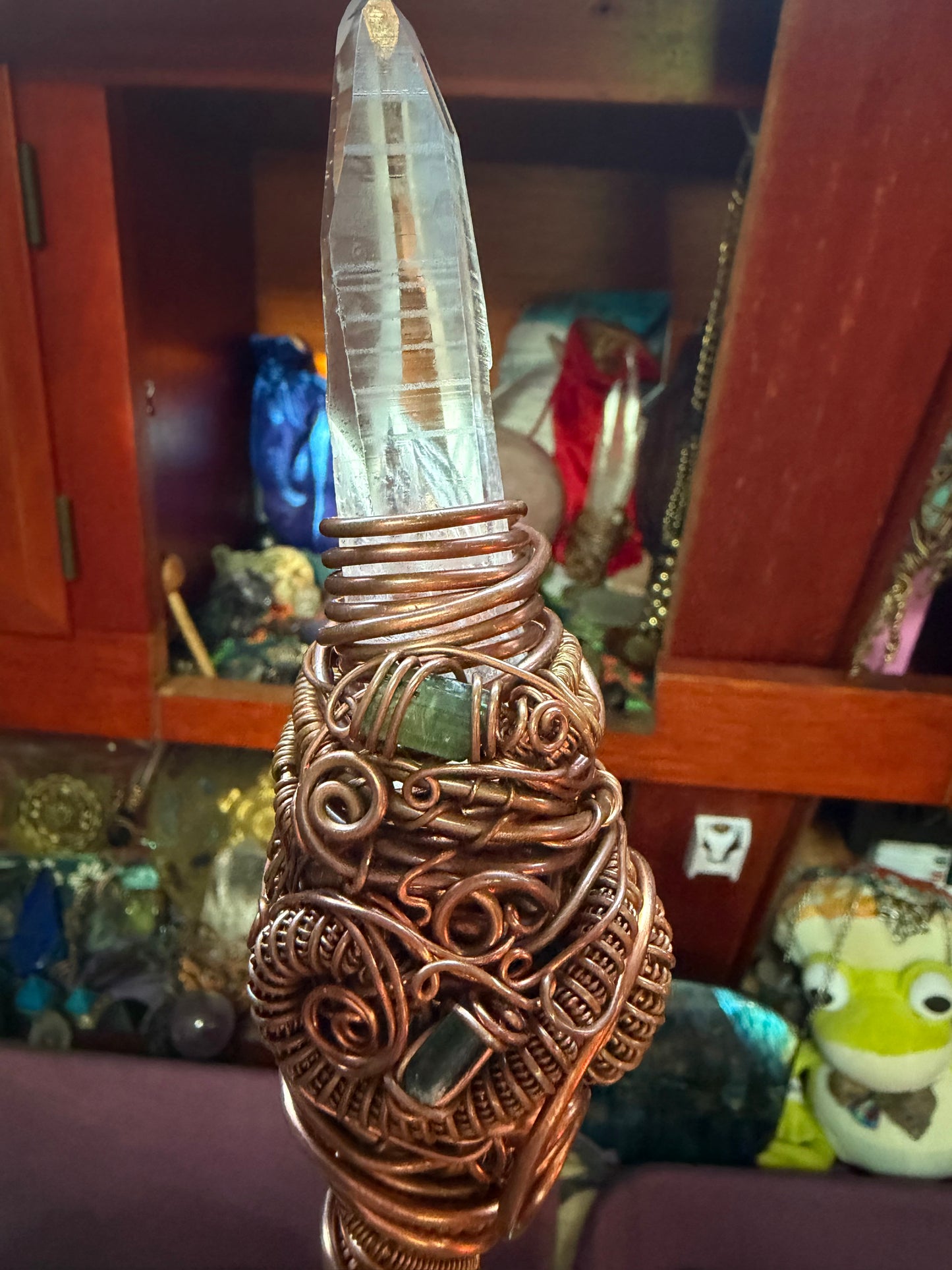 Holy Wood Magi Lumerian Crystal and gemstone wand merging heaven & earth