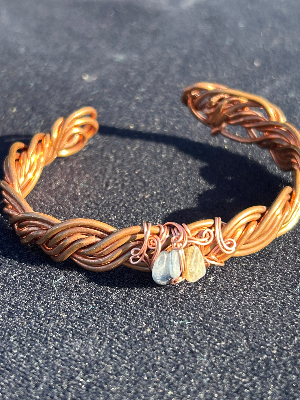 Blue kyanite copper bracelet for deflecting negativity