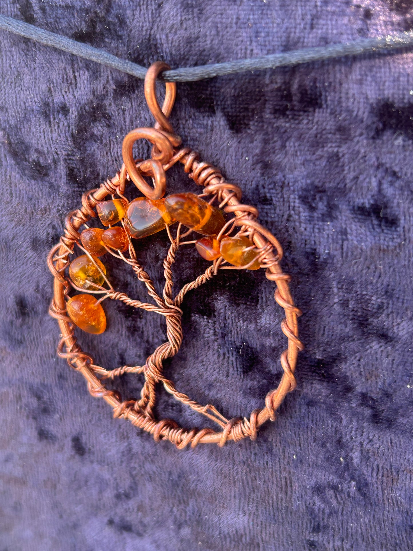 Amber family tree of life pendant
