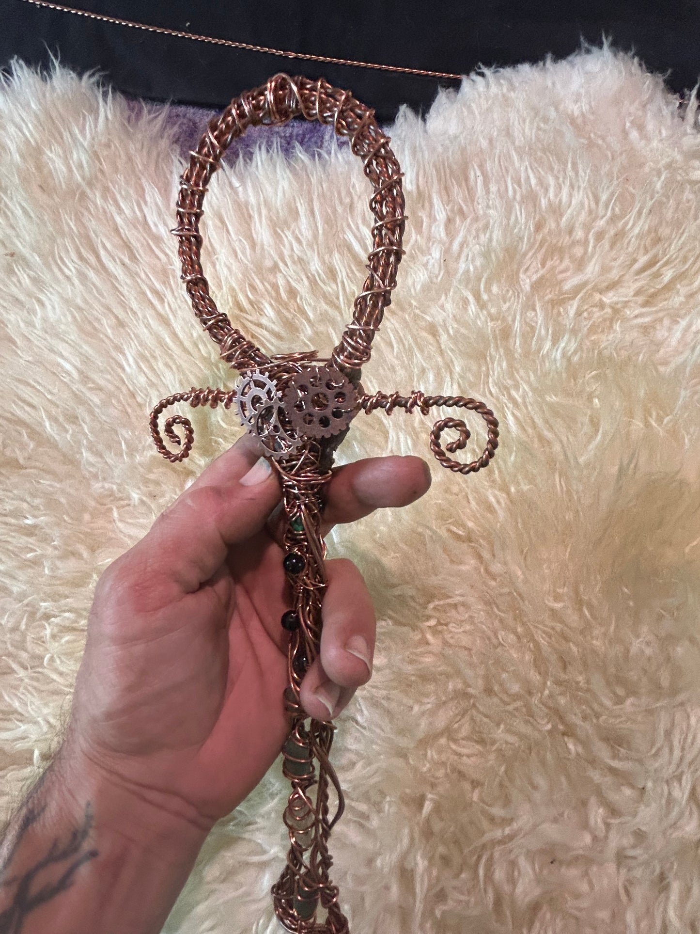 Panther jaguar or leopard it shape shifts. Ankh wand with gems