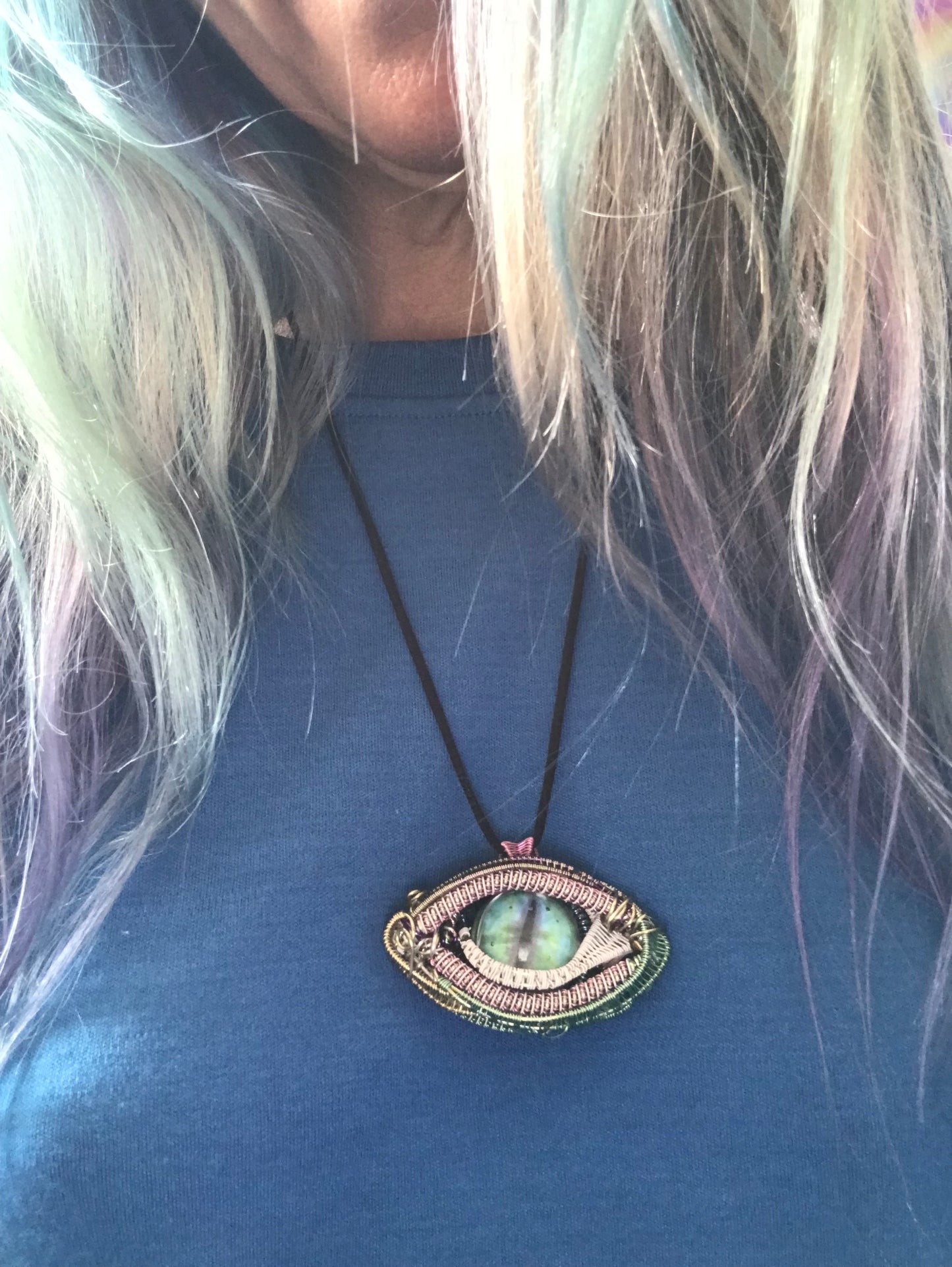 All seeing eye with sapphire Andara crystal from Kauai
