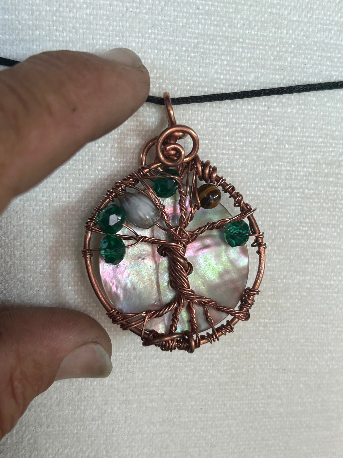 Tree of life pendant with anabalone shell