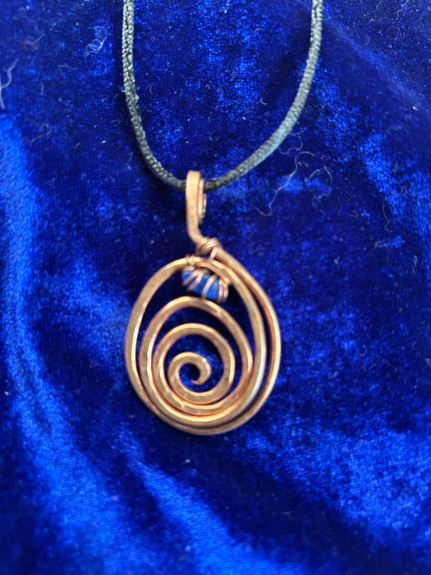 Copper and gemstone egg of life pendant