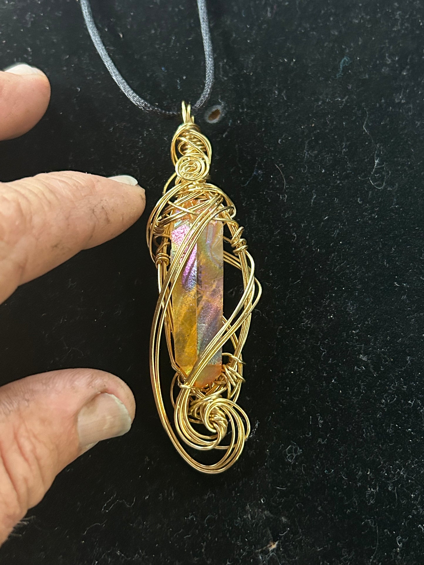 Tangerine Quartz crystal pendant 