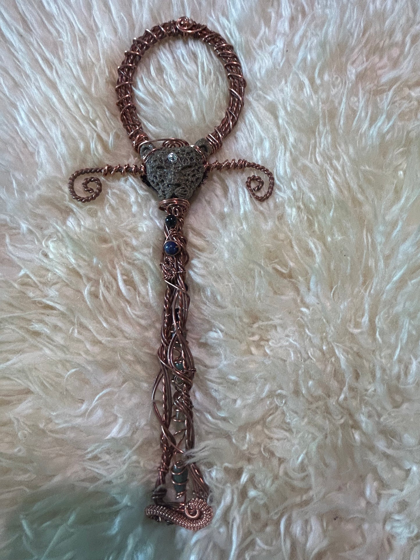 Panther jaguar or leopard it shape shifts. Ankh wand with gems