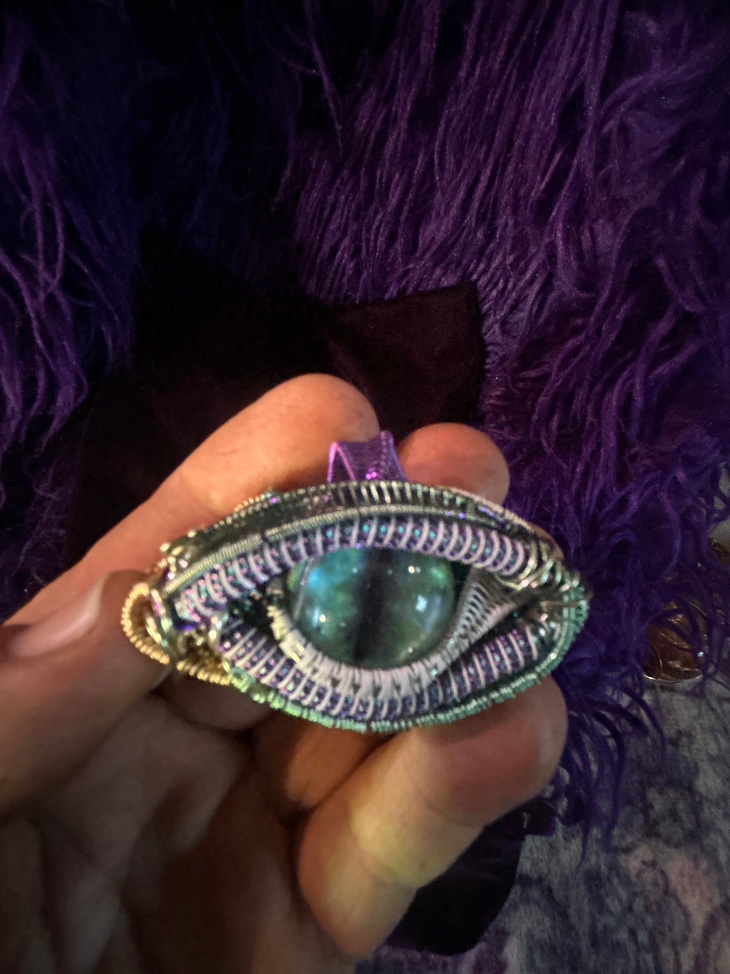 All seeing eye with sapphire Andara crystal from Kauai