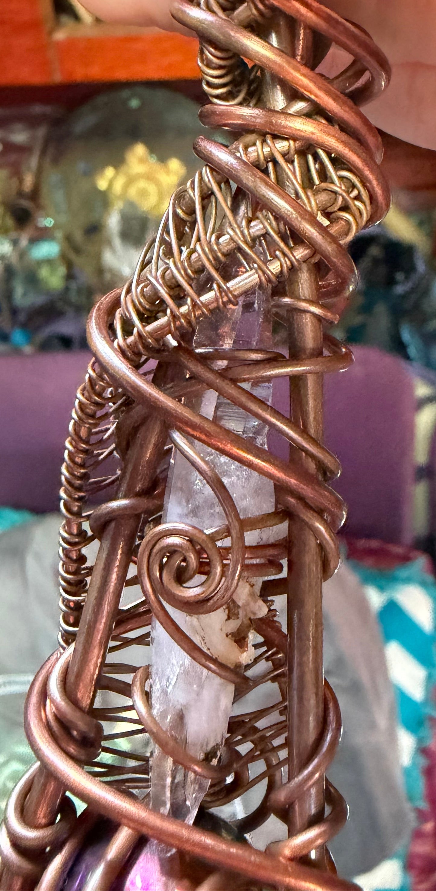 Holy Wood Magi Lumerian Crystal and gemstone wand merging heaven & earth