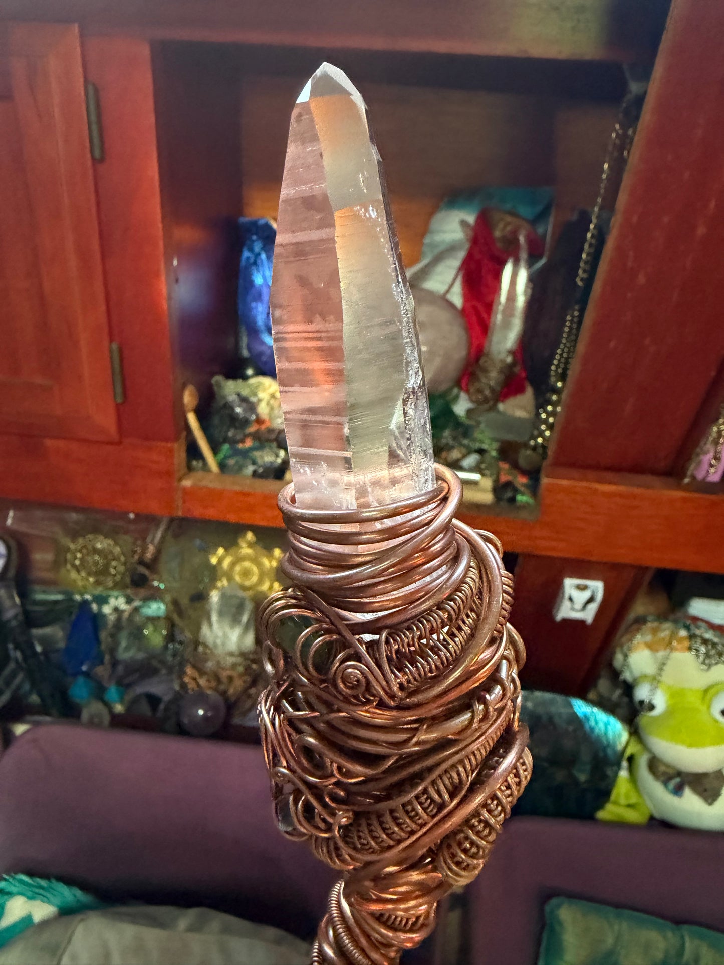 Holy Wood Magi Lumerian Crystal and gemstone wand merging heaven & earth