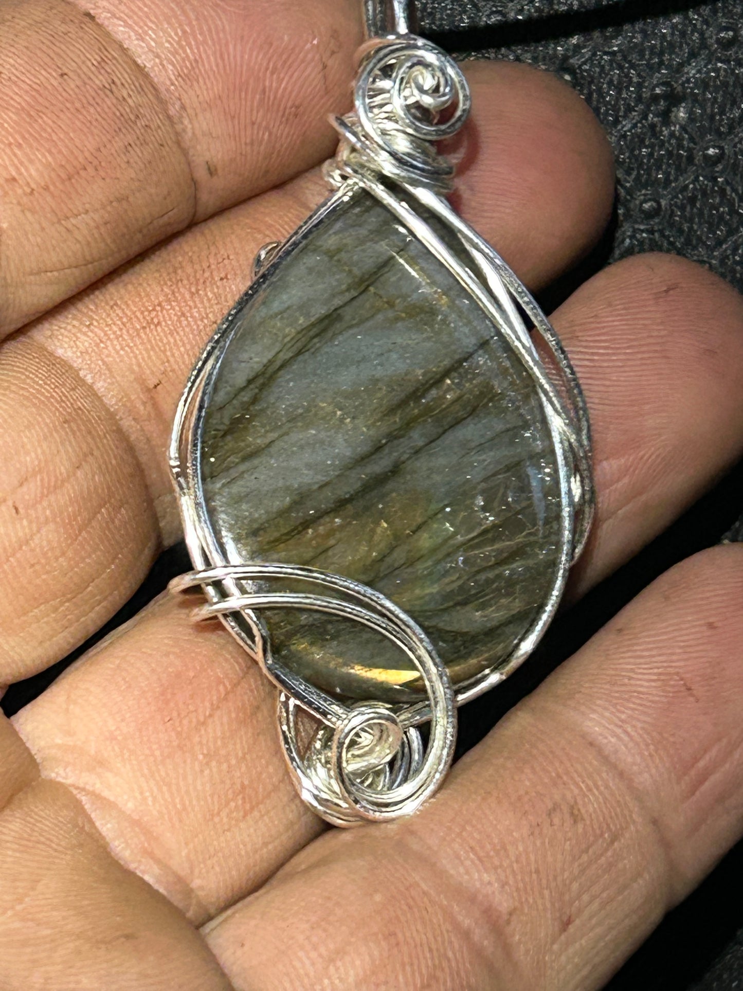 Labradorite necklace pendant silver plated