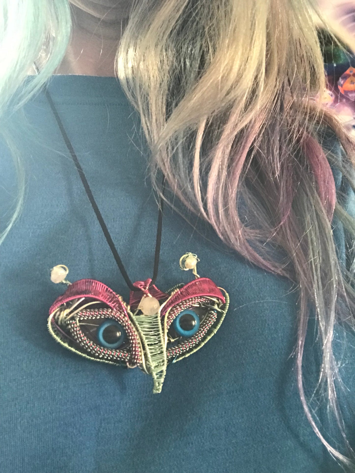 One of a kind bird/creature of Joy wire wrapped art/pendant