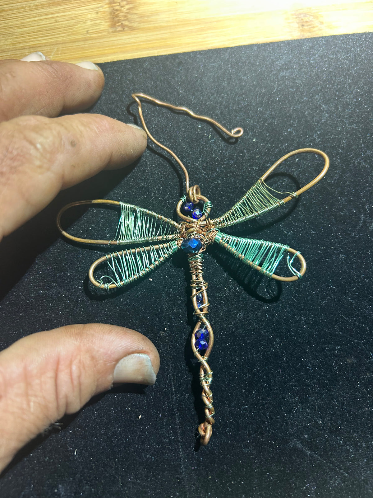 Home decor, dragonfly, art made out of copper and crystals