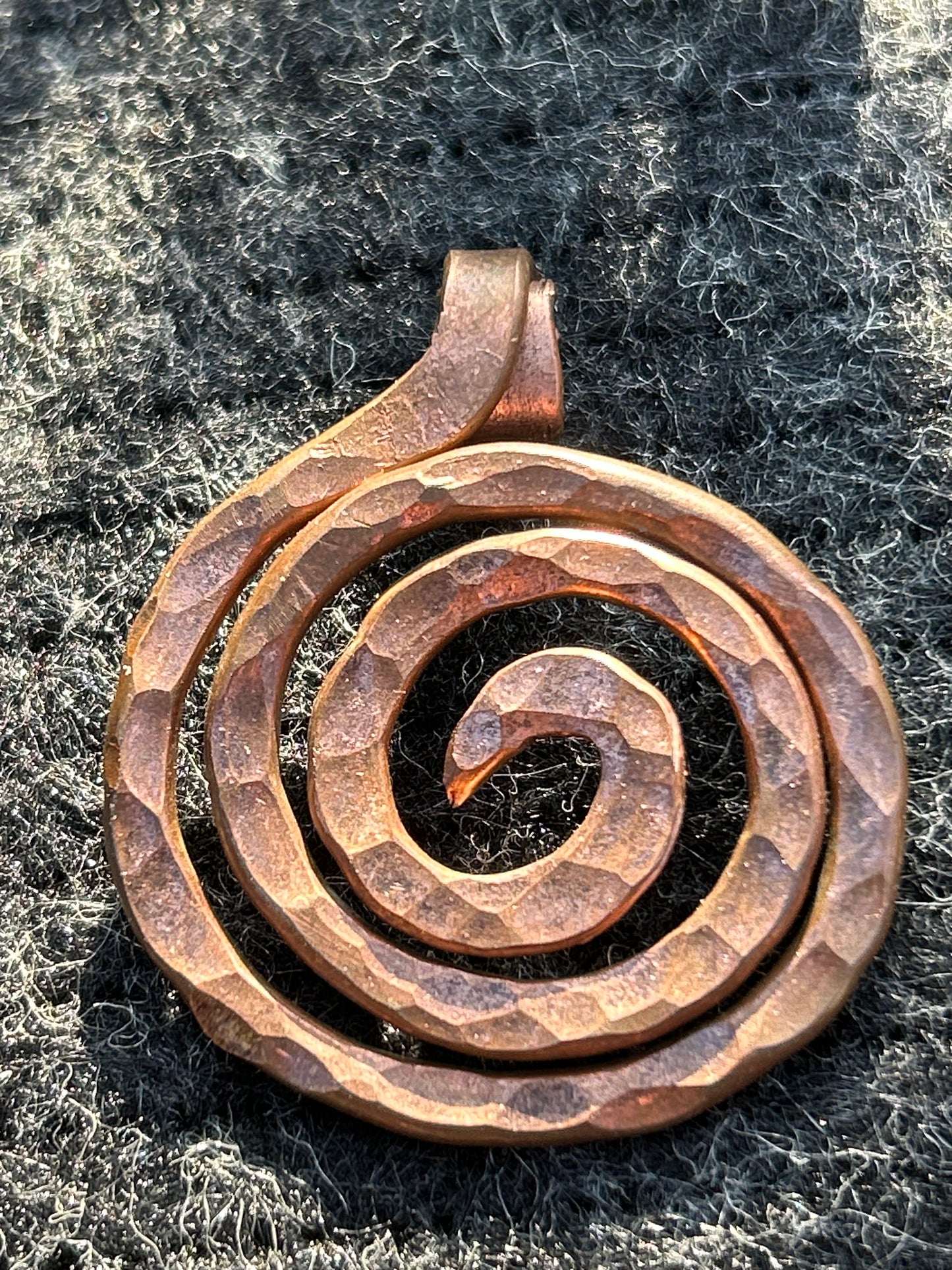 Copper pounded spiral of life necklace pendant 