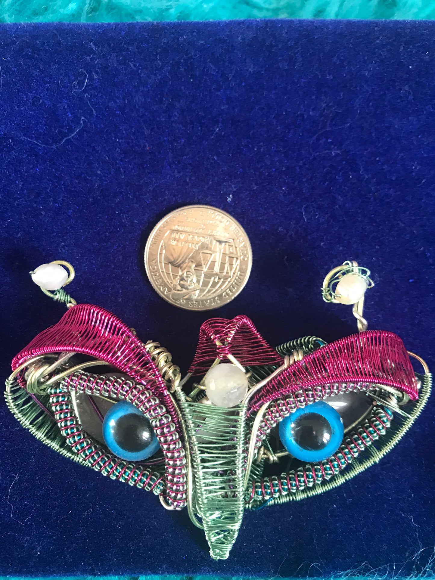 One of a kind bird/creature of Joy wire wrapped art/pendant