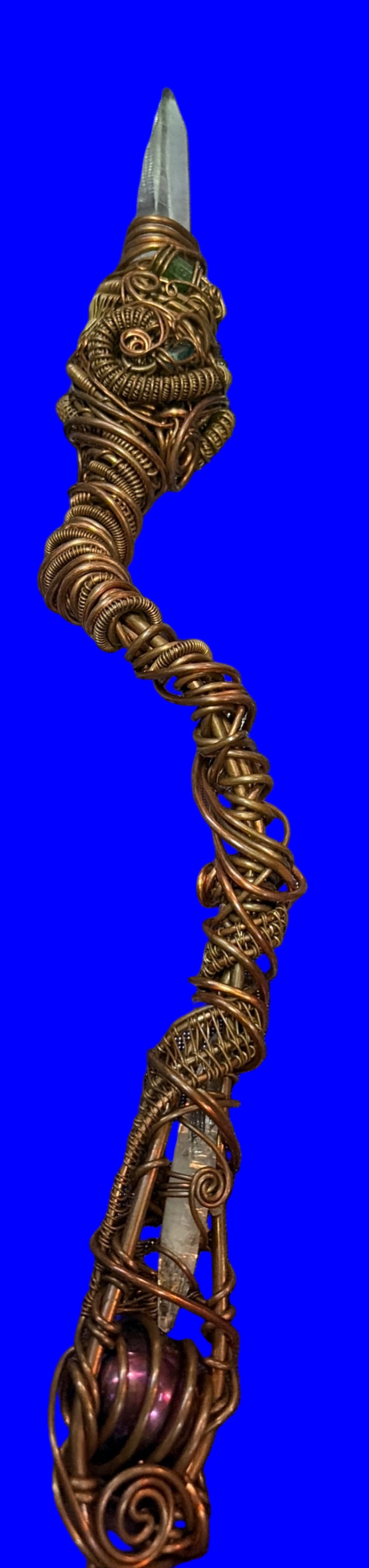 Holy Wood Magi Lumerian Crystal and gemstone wand merging heaven & earth