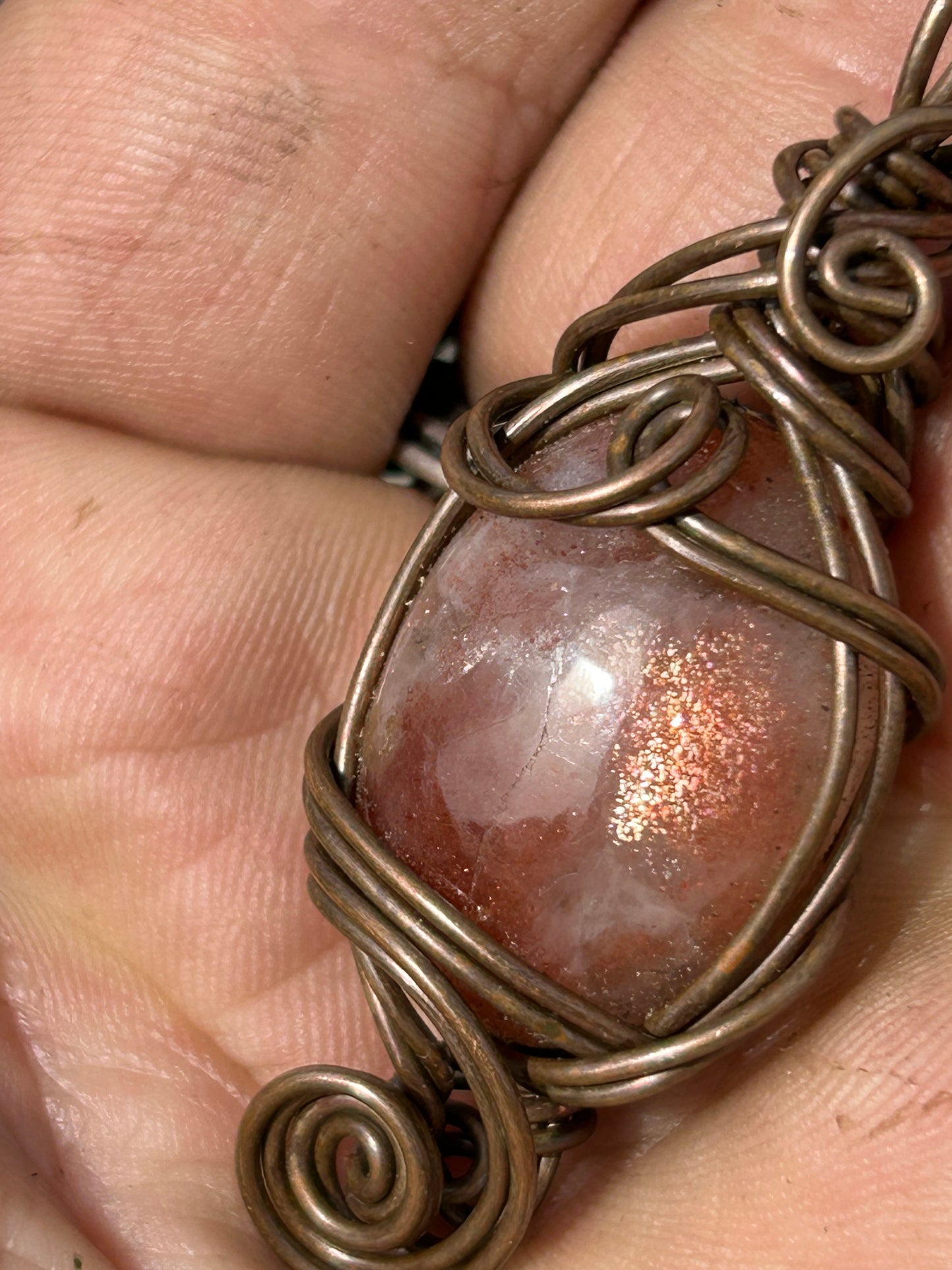 Sunstone copper pendant