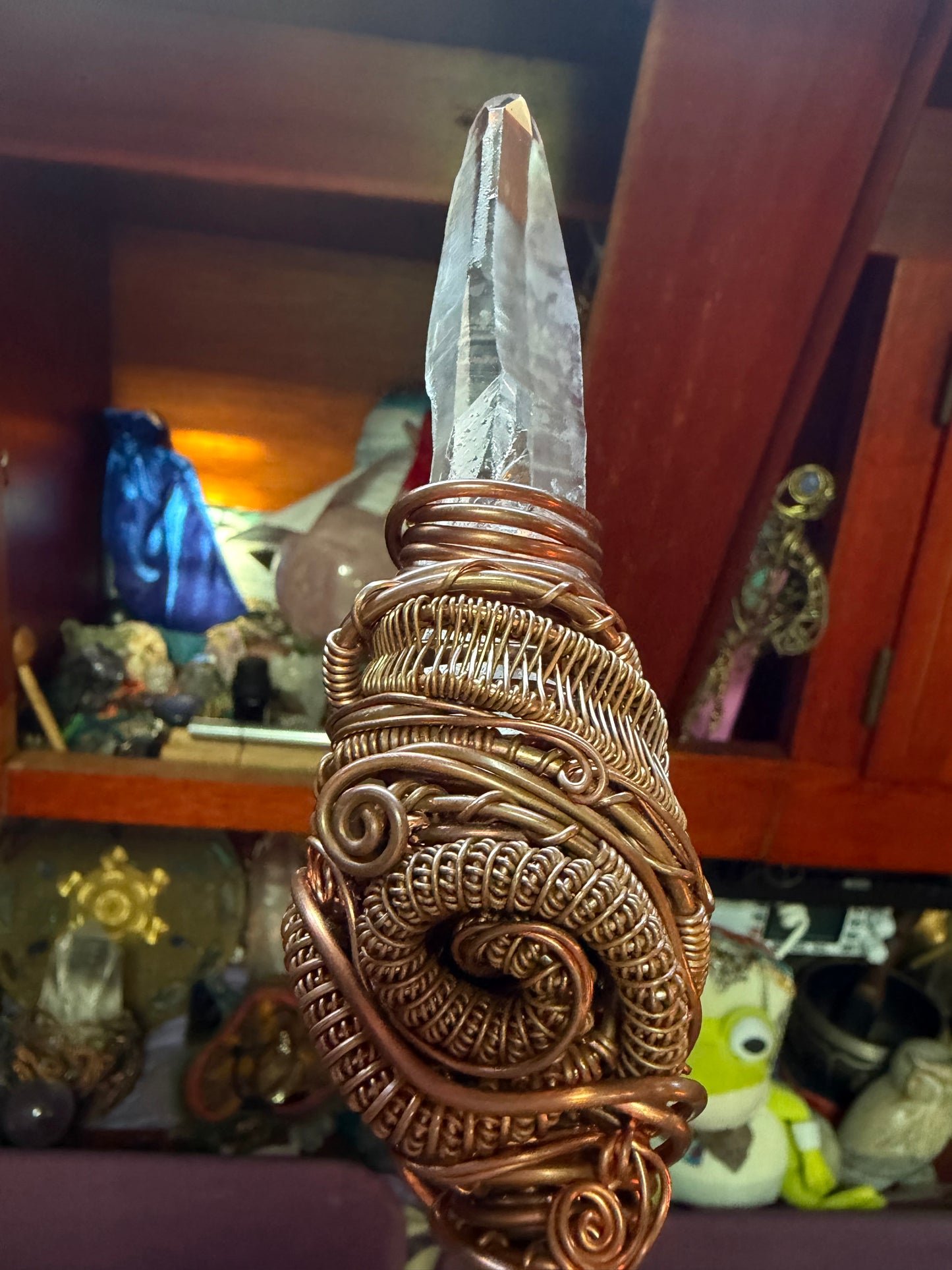 Holy Wood Magi Lumerian Crystal and gemstone wand merging heaven & earth