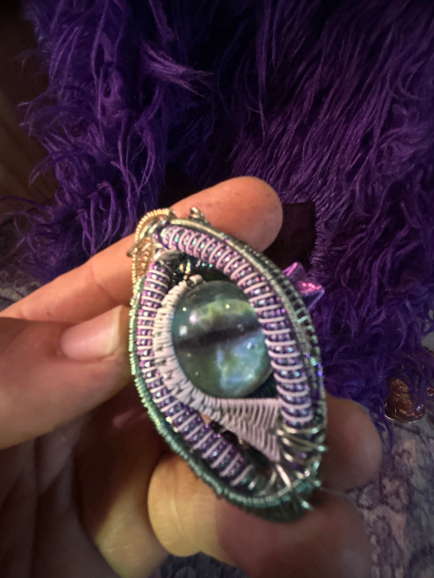 All seeing eye with sapphire Andara crystal from Kauai