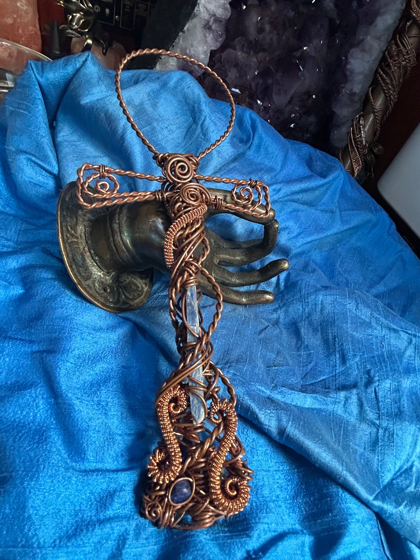 Opal quartz copper ankh