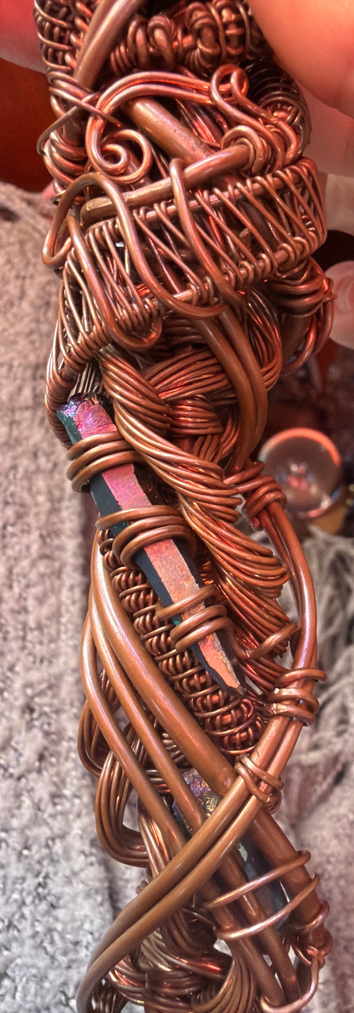 đ Kundalini Awakening Lemurian Crystal and gem Wand