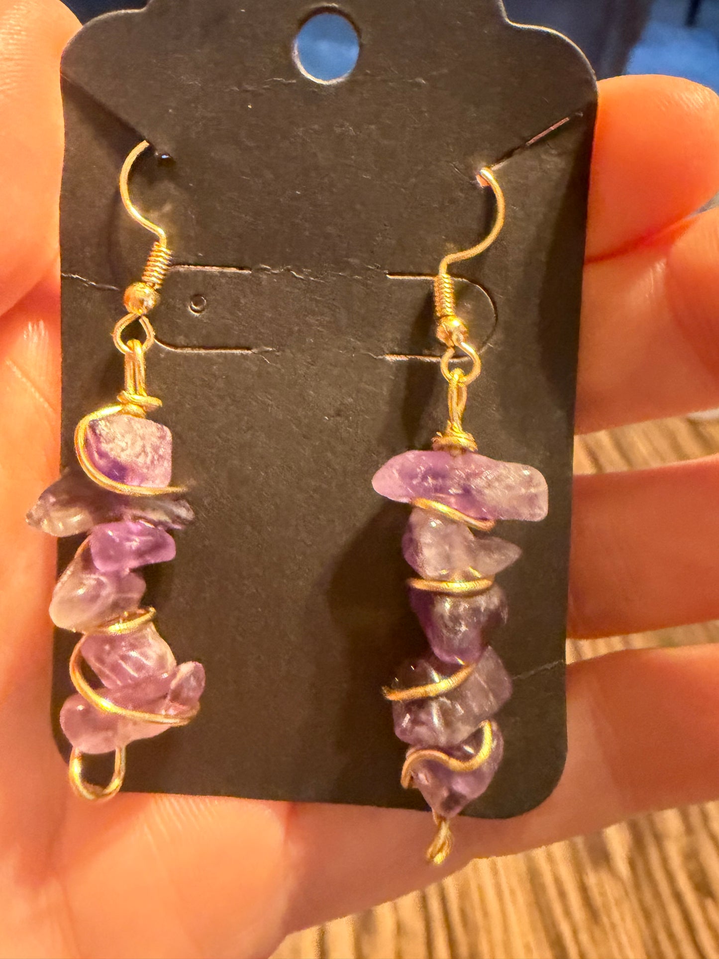 Amethyst brass earrings