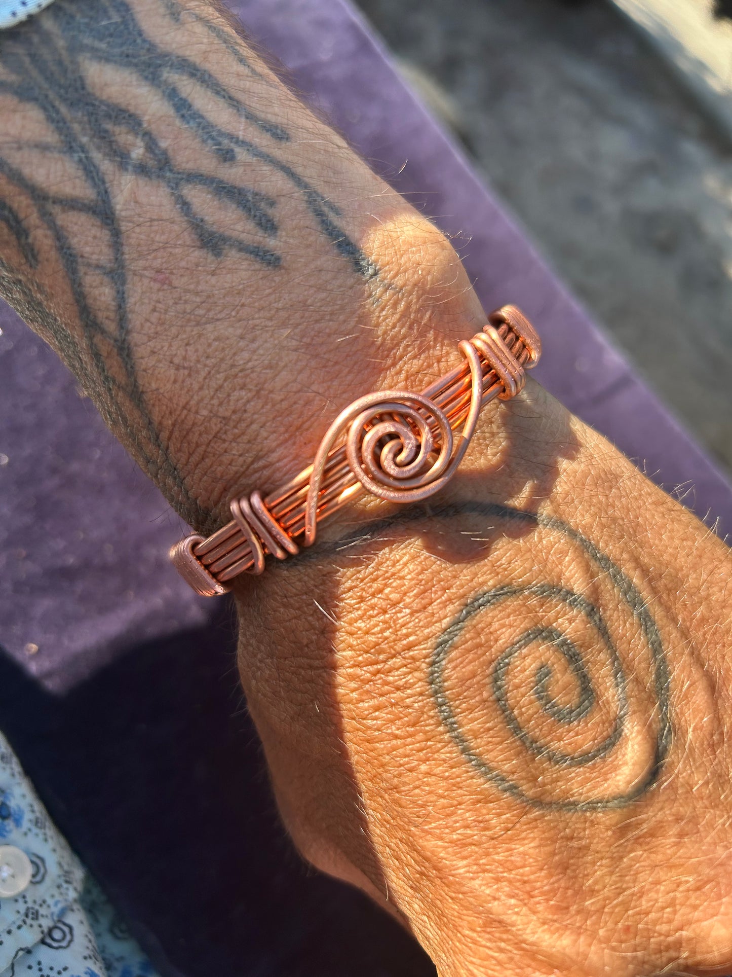 spiral, untreated, copper, healing, support bracelet