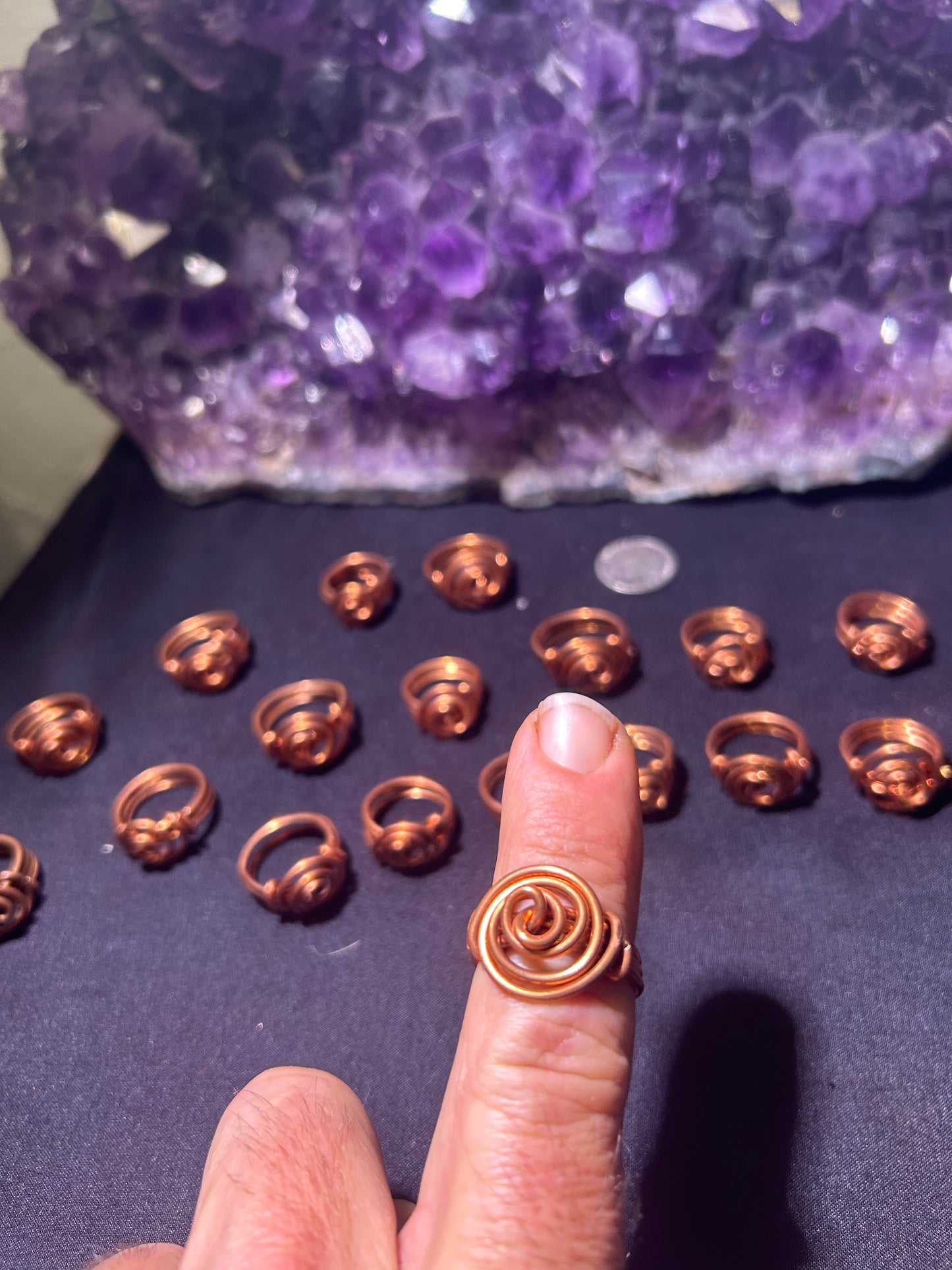 Copper spiral rings all sizes