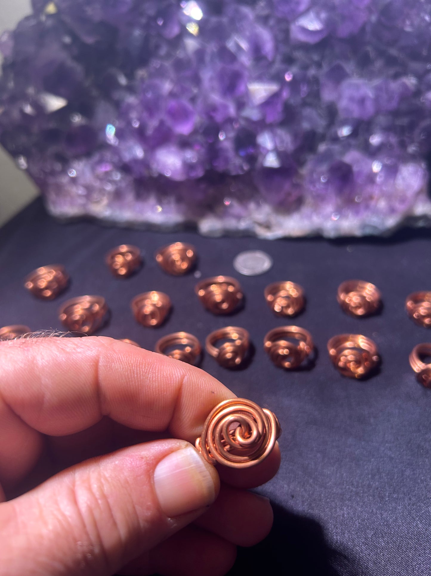 Copper spiral rings all sizes