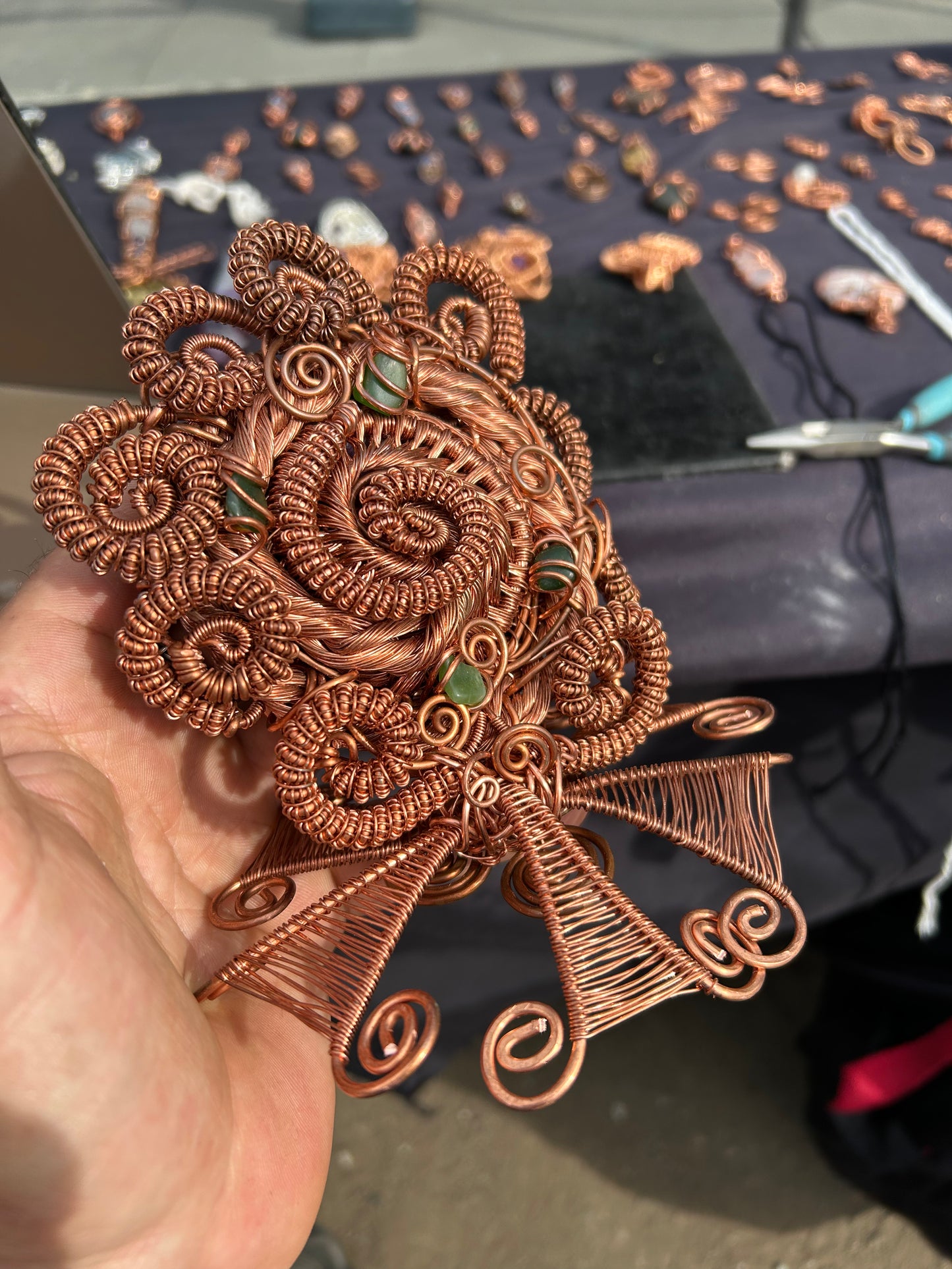 Copper and gems spiral together in a magical toroidal vortex flow to attract your wealth
