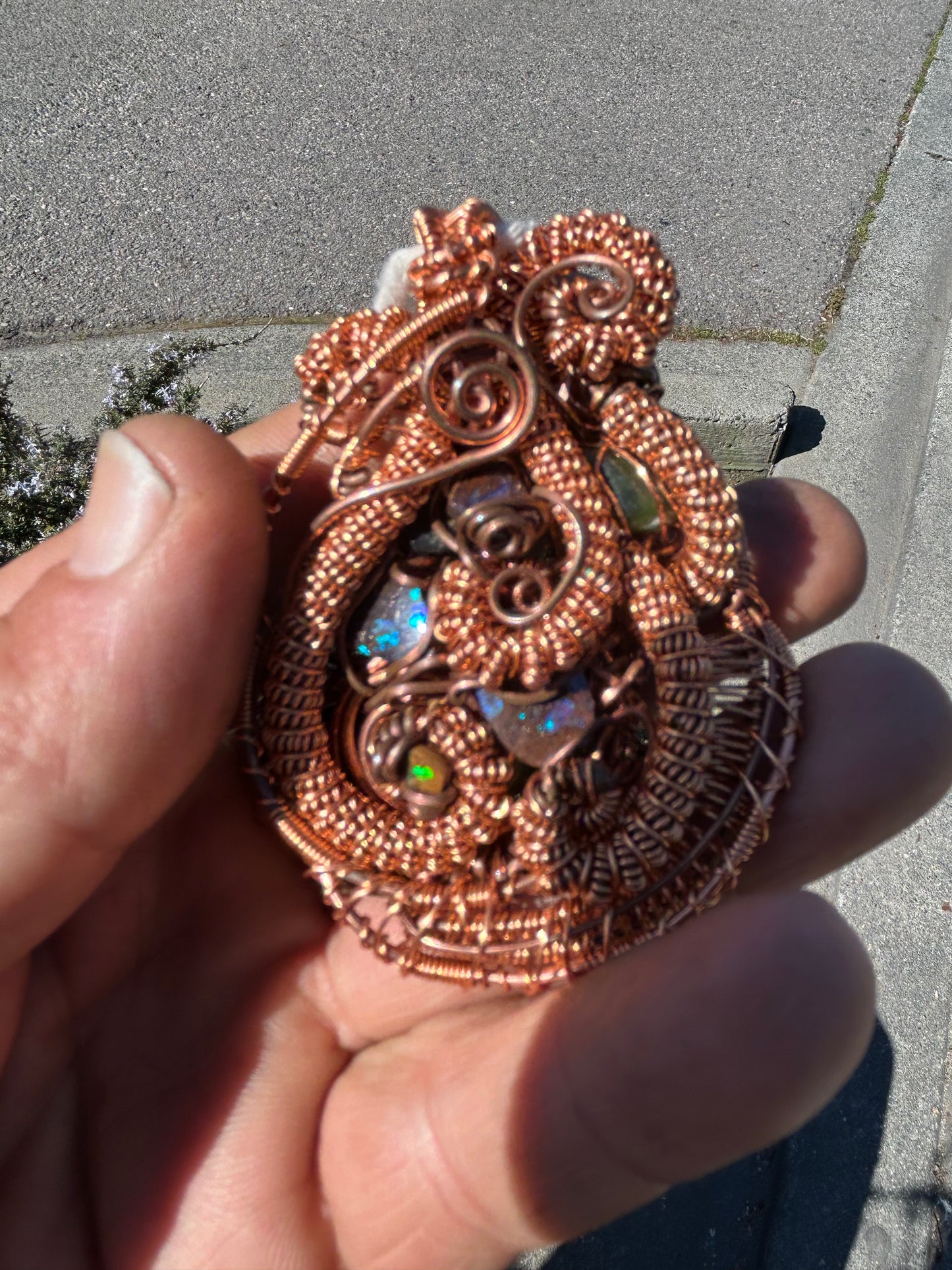 Australian Boulder opal copper talesman