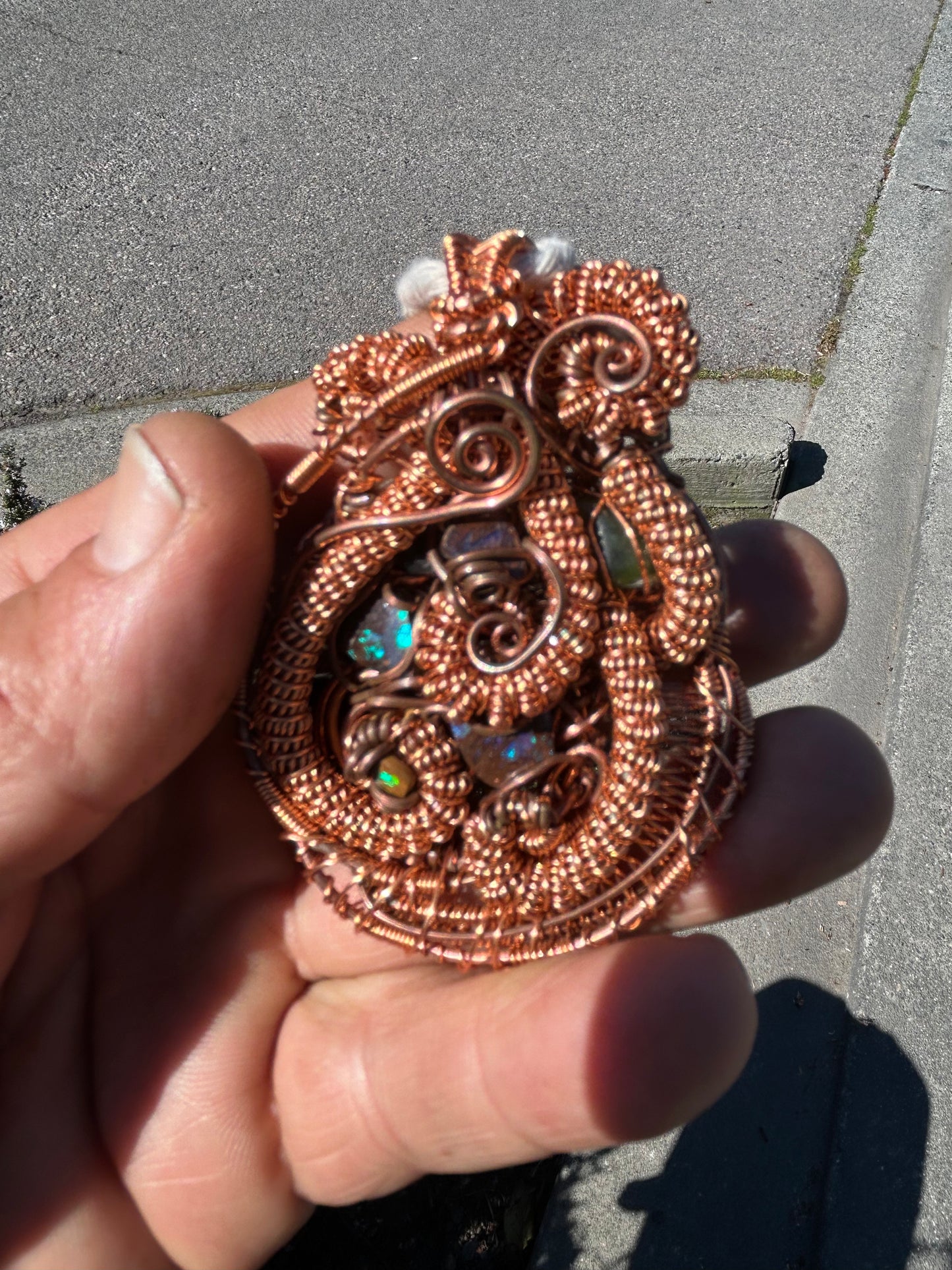Australian Boulder opal copper talesman