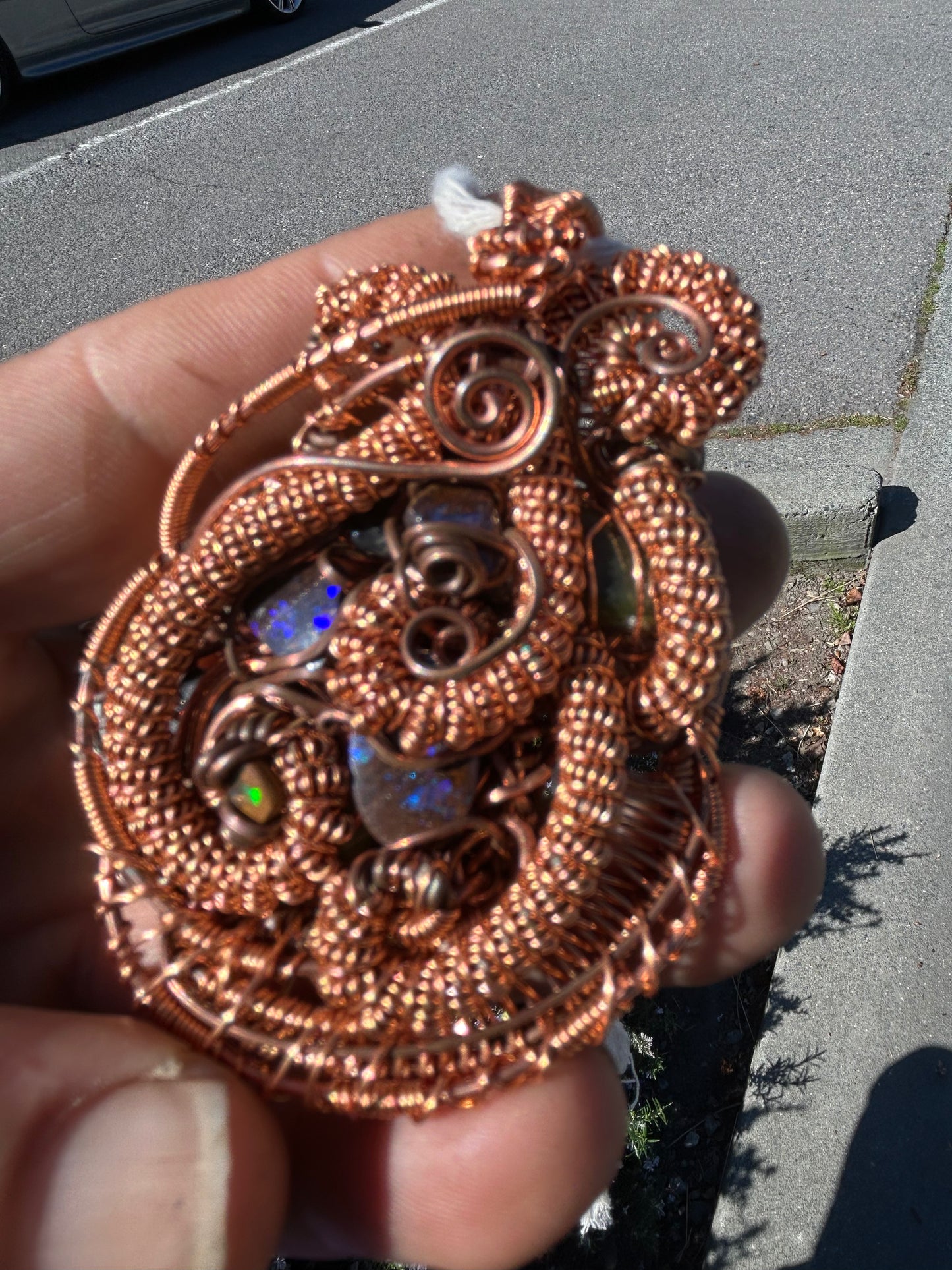 Australian Boulder opal copper talesman