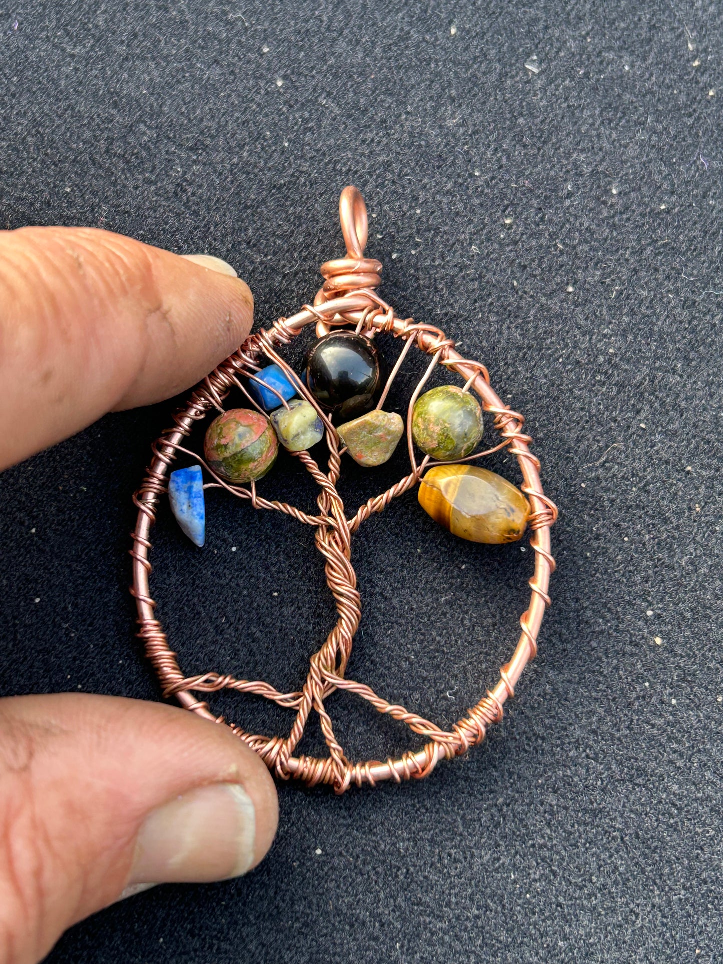 Gemstone family tree of life pendant 